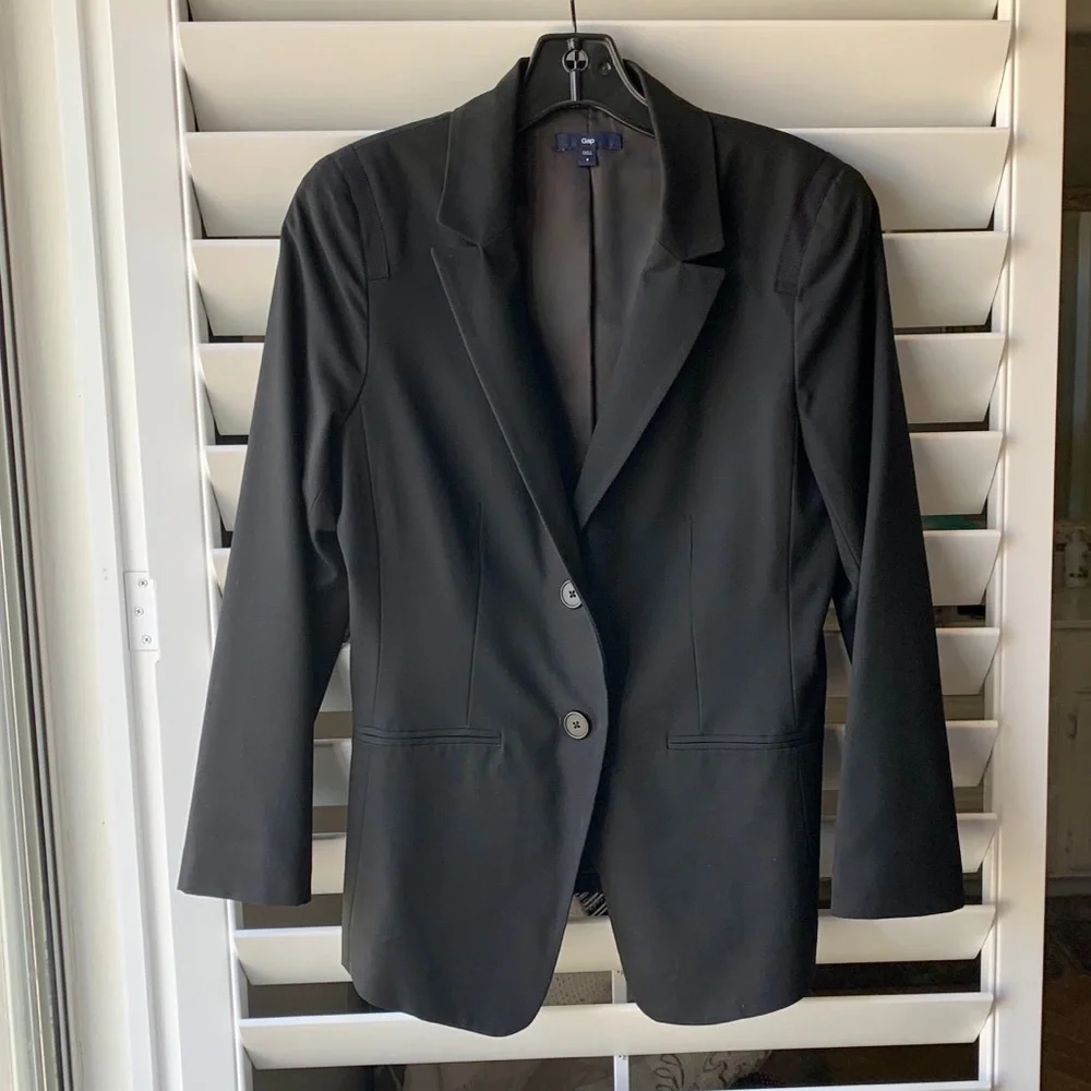 GAP Black Lined Fitted Blazer Jacket - Picture 3 of 8